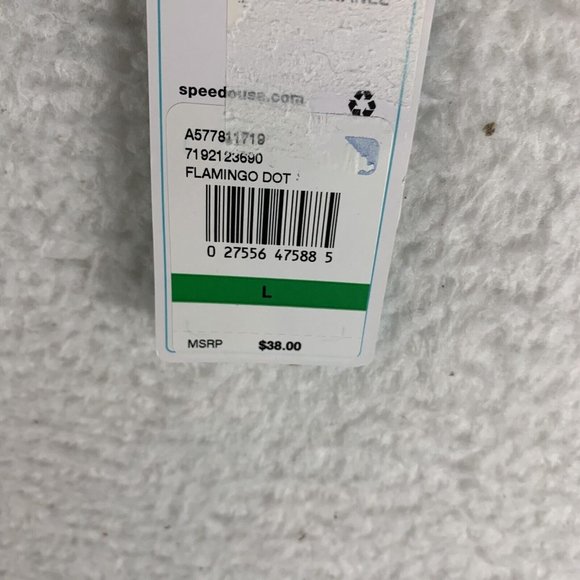 Speedo Bikini‎ Top Women's Large Blue Flamingo Dot Fixed Back Performance 8067 - Picture 2 of 6